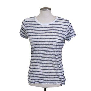 Armani Exchange Womens M Sheer Top Tissue T Shirt Black Striped Logo Text Thin